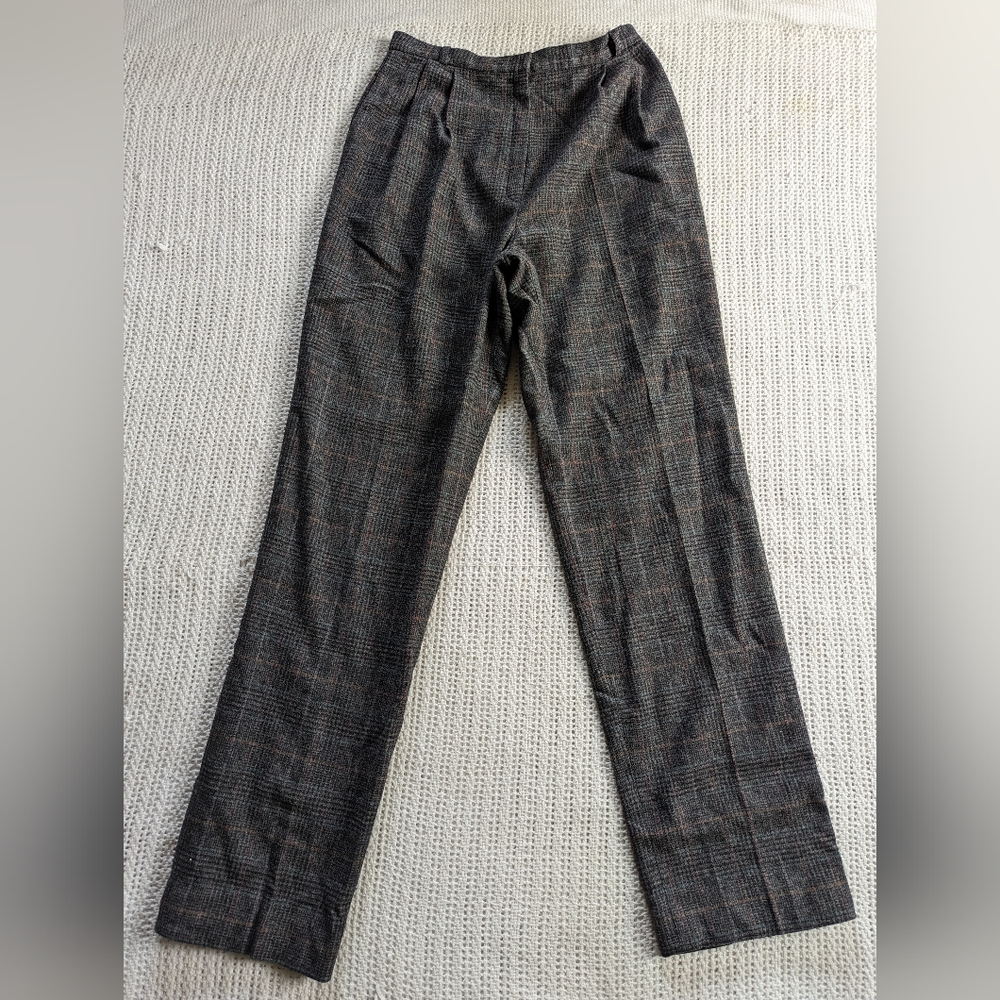 VTG Women's 12 Pleated Gray Plaid Pants Trouser 27" High Waist JH COLLECTIBLES